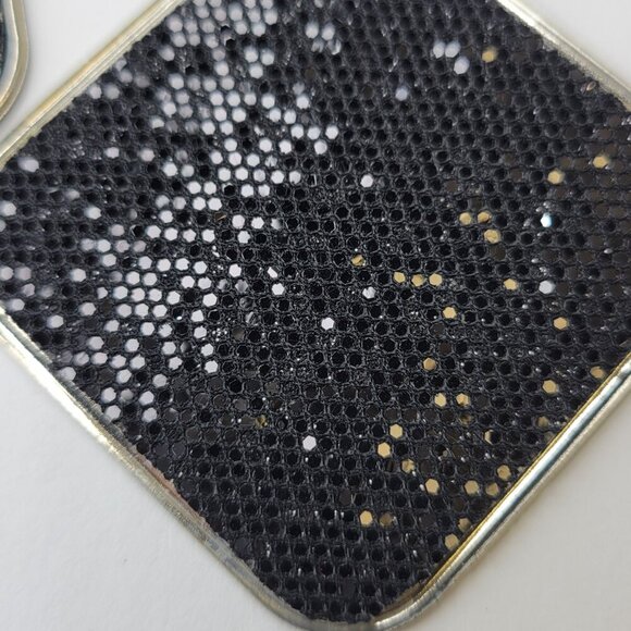 Black Glitter Square Hook Earrings - Picture 3 of 5